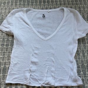 PacSun we to me essentials size XS cropped white v-neck tee. Barely worn.